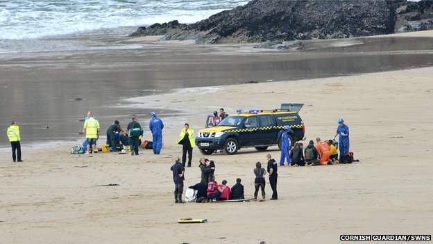 Three surfers die after getting into difficulty in the sea in Cornwall