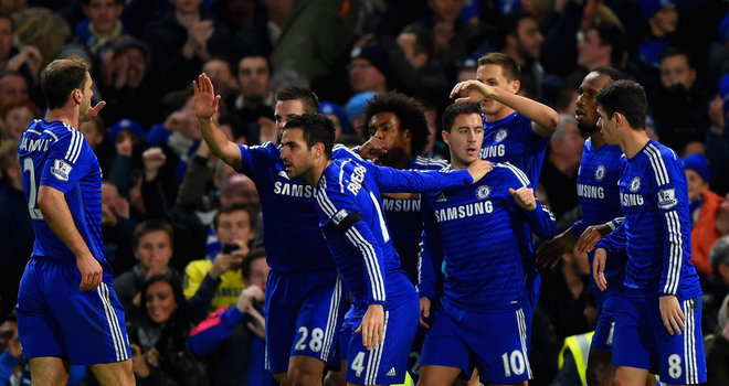  Chelsea beat  Spurs 3 - 0 to maintain six-point lead 
