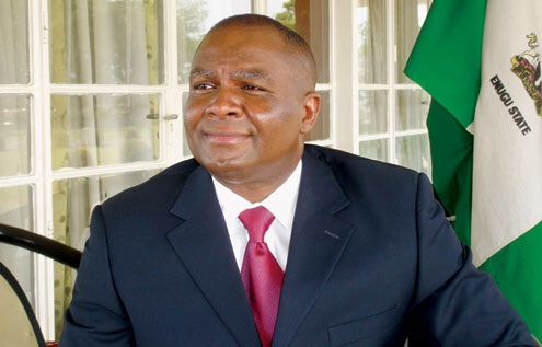 Former Governor, Chimaroke Nnamani, leads protest to INEC office in Enugu