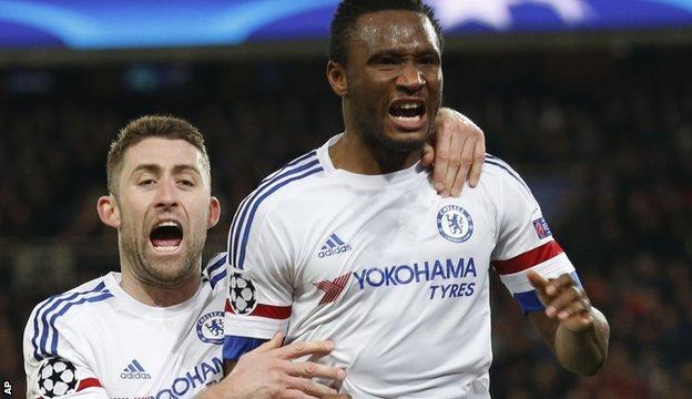 Mikel's away goal keeps Chelsea hope alive as Edinson Cavani’s low shot seals 2-1 victory for PSG