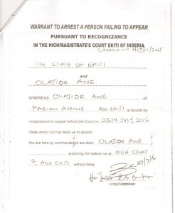 Jide Awe warrant
