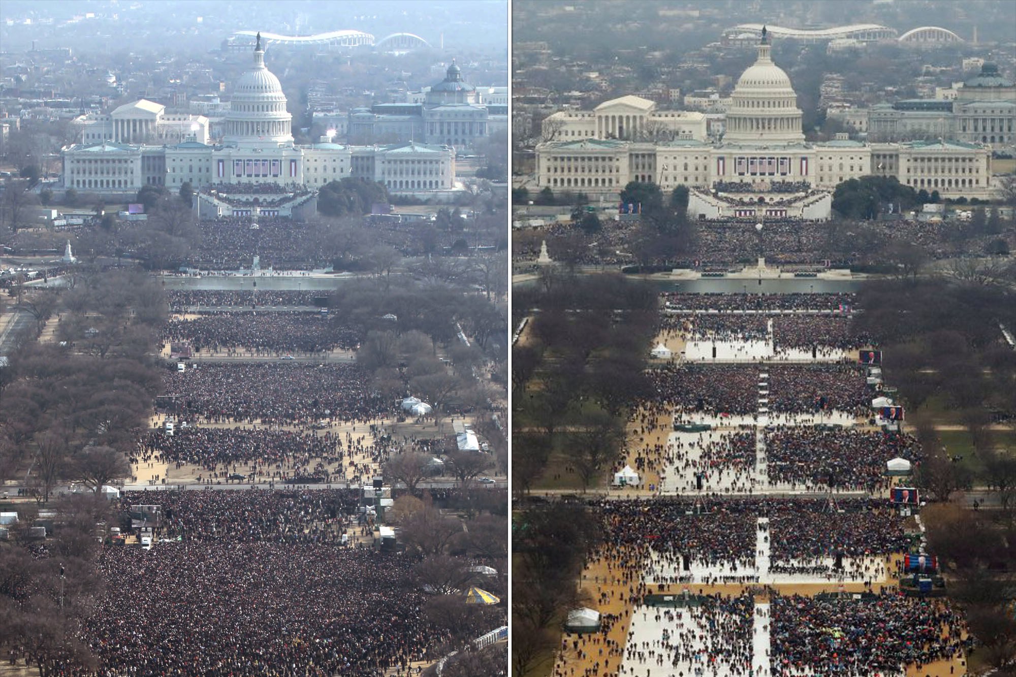 President Trump’s inauguration crowd not up to Barack Obama’s  in 2009