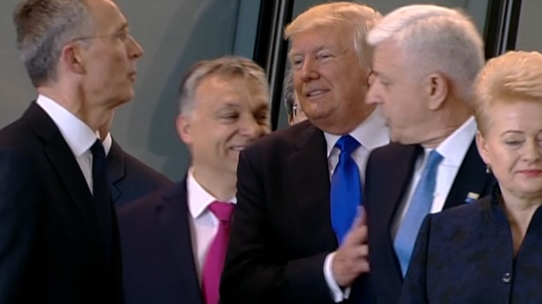 Trump shoves aside Montenegro leader at NATO meeting
