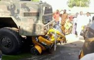 Military truck crushes tricycle rider, undergraduate, toddler