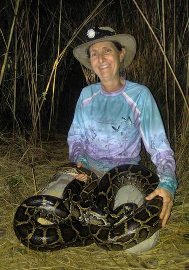 Woman who left her  real estate  has now made searching  for pythons at night her full-time job