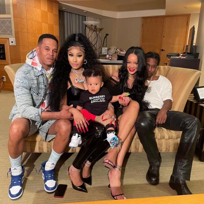 Nicki Minaj and Rihanna reunite! The music queens pose together with beaus Kenneth Petty and A$AP Rocky