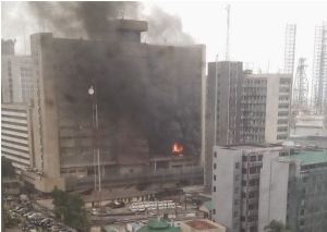 Fire outbreak in multi-storey Katangora House, Lagos