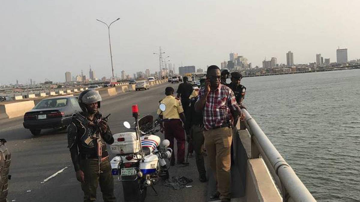 40-year-old man, Famous-Cole, jumps into the lagoon in Lagos
