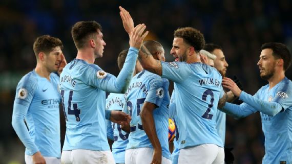 Man City prove they're equipped for title fight by winning 2-0 on off day at Everton