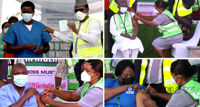 Nigeria begins COVID-19 vaccination, four health workers take jabs