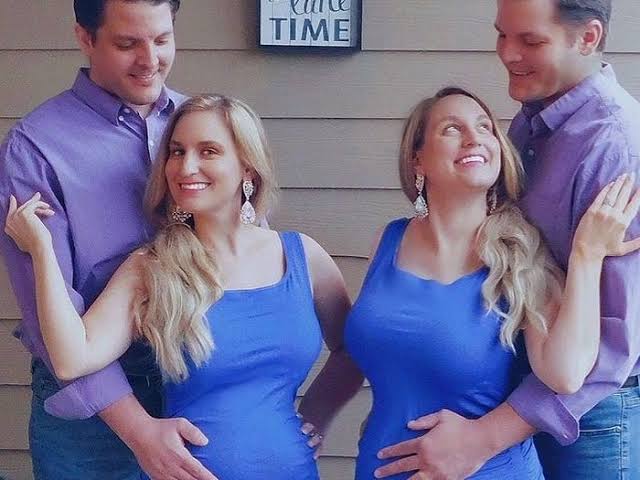 Twin sisters married twin brothers. Now they all live together - and breastfeed each other's babies
