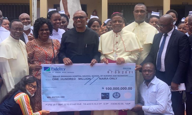 Peter Obi donates N100m to Shanahan Hospital, Nsukka